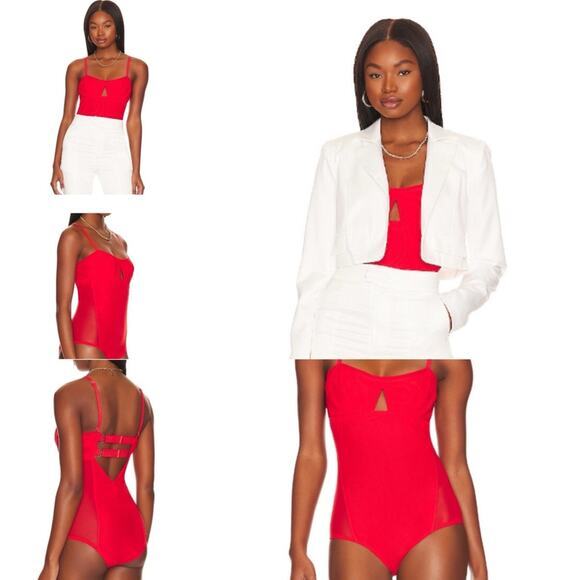 We are HAH Tops - Revolve We are HAH Under the‎ Wire Bodysuit Blood Orange